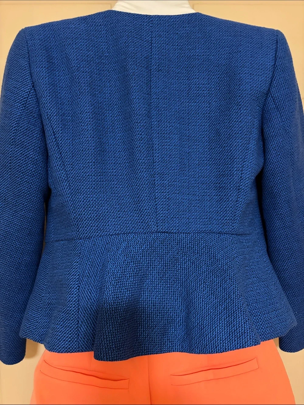 LOFT Royal Blue Open-Front Frayed Jacket
